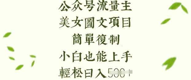 流量主长期收益项目，美女图片简单复制，小白也能上手，轻松日入5张-一起网创