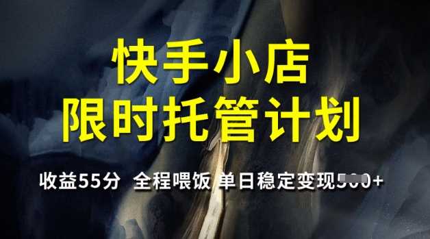 快手小店限时托管计划，收益55分，全程喂饭，单日稳定变现5张【揭秘】-一起网创