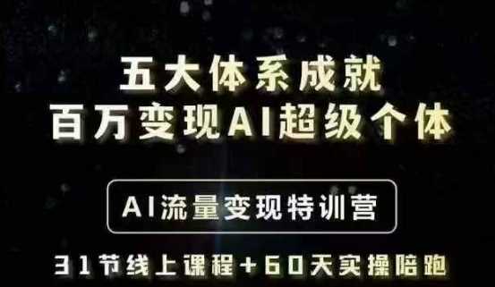 五大体系成就百万变现AI超级个体- AI流量变现特训营，一步一步教你一个人怎么年入百W-一起网创