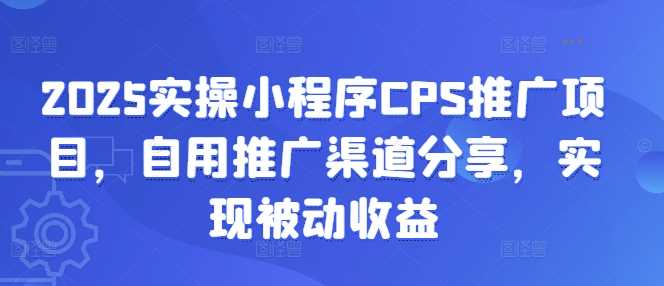 2025实操小程序CPS推广项目，自用推广渠道分享，实现被动收益-一起网创