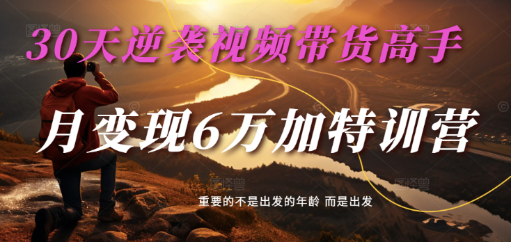 2025视频带货30天逆袭视频带货高手，单月变现6万加特训营-一起网创