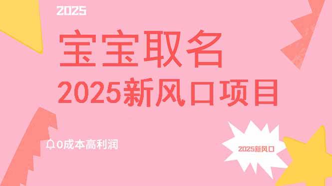 （14593期）2025新风口项目宝宝取名，0成本高利润，附保姆级教程，月入过万不是梦-一起网创