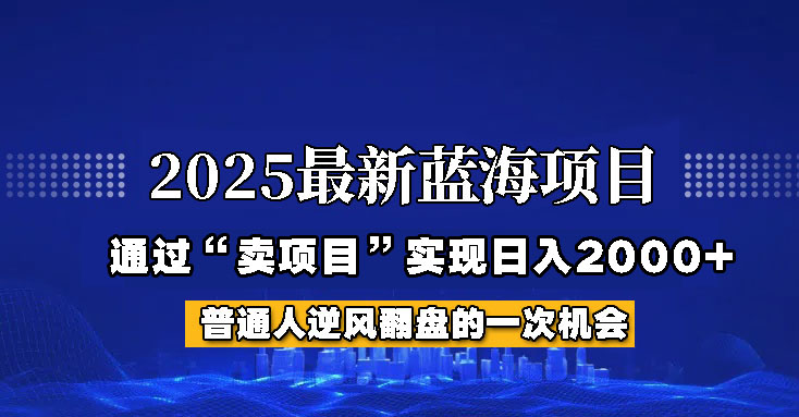2025年蓝海项目，如何通过“网创项目”日入2000+-一起网创