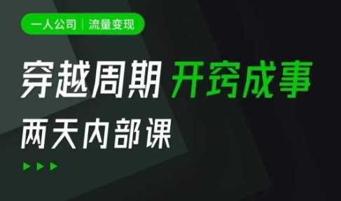 一人公司：流量变现课，一人公司的方法模型拆解， 拆解富人思维，流量思维，小老板思维等-一起网创