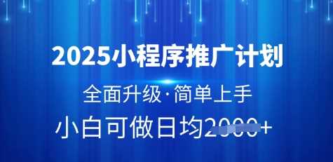 2025小程序推广计划，全面升级，简单上手，日均多张【揭秘】-一起网创