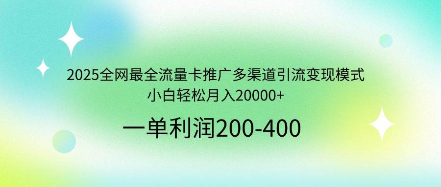 （14126期）2025全网最全流量卡推广多渠道引流变现模式，小白轻松月入20000+-一起网创
