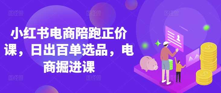小红书电商陪跑正价课，小红书官方认证电商讲师教学，日出百单选品，电商掘进课-一起网创