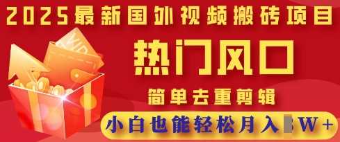 2025最新视频搬砖项目，热门风口，简单去重剪辑，小白也能轻松月入过W-一起网创